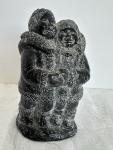 Inuit Couple Soapstone Carving - Signed Art
