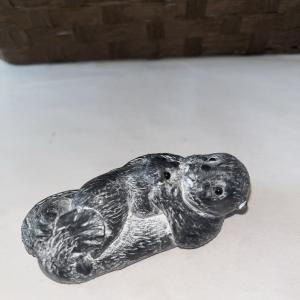 Gray Black Otter Soapstone Wolf Sculpture from Canada