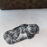 Gray Black Otter Soapstone Wolf Sculpture from Canada