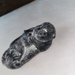 Gray Black Otter Soapstone Wolf Sculpture from Canada