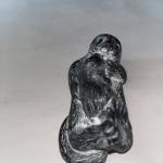 Gray Black Otter Soapstone Wolf Sculpture from Canada