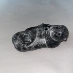 Gray Black Otter Soapstone Wolf Sculpture from Canada