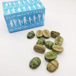 Hand Carved Blue/Green Scarab Beads - Set of 12