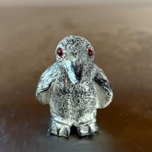 Small Bird Figurine with Red Eyes, Soapstone