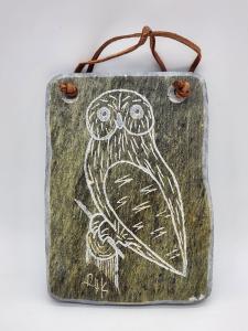 Inuit-Style Soapstone Owl Wall Art Decoration