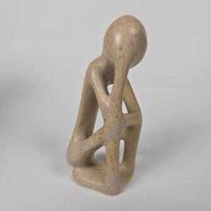 Soapstone Thinking Man Figurine – 5” Sculpture