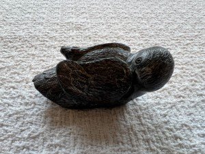 Inuit Soapstone Resting Duck Figurine Sculpture