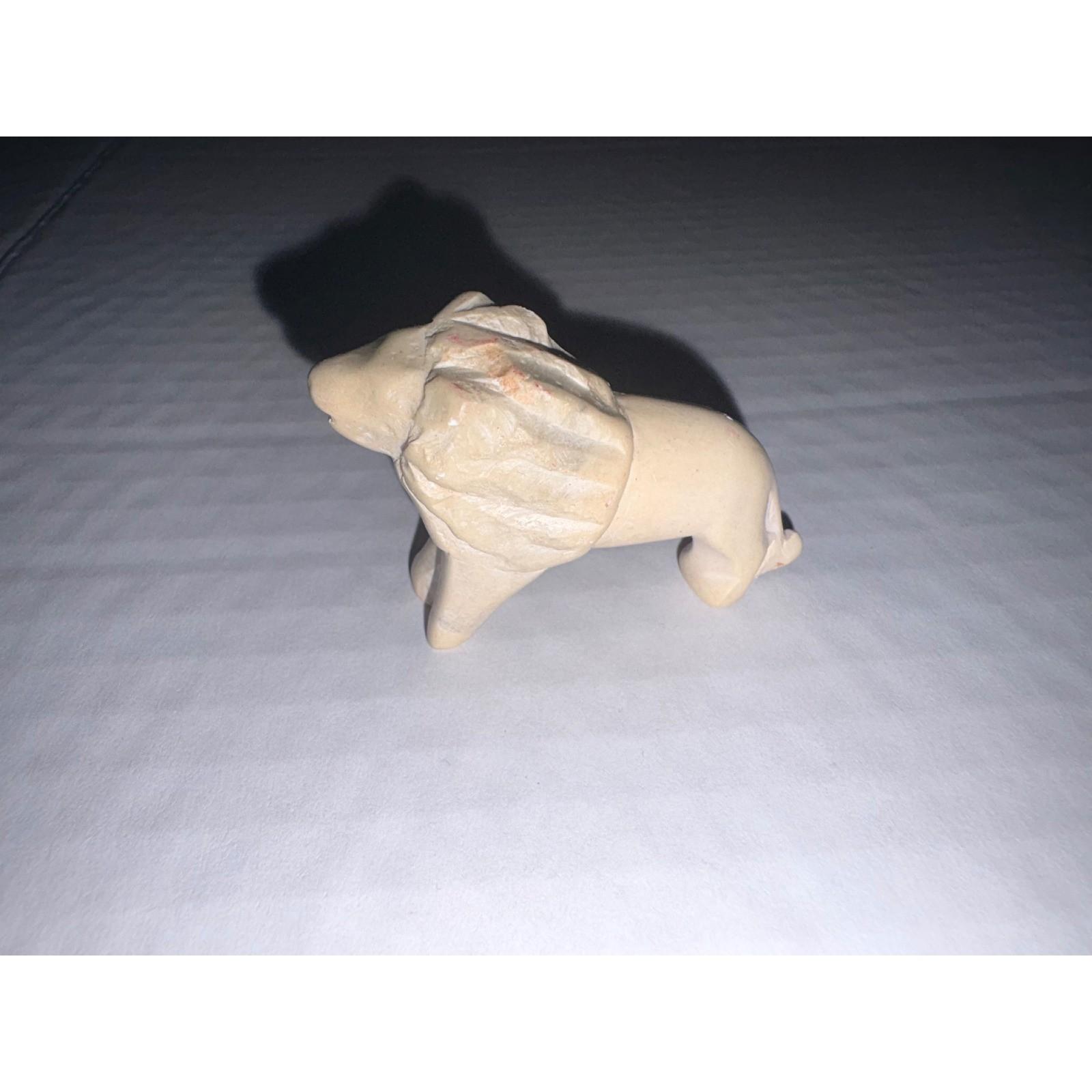 Vintage Soapstone Lion Figurine - Small Animal Sculpture