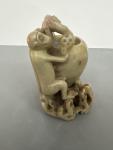 Vintage Soapstone Bird and Human Figurine 5”
