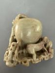 Vintage Soapstone Bird and Human Figurine 5”