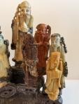 Soapstone Eskimo Carving with 9 Figures on Stand