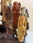 Soapstone Eskimo Carving with 9 Figures on Stand
