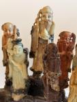 Soapstone Eskimo Carving with 9 Figures on Stand