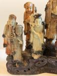 Soapstone Eskimo Carving with 9 Figures on Stand