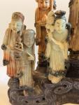 Soapstone Eskimo Carving with 9 Figures on Stand