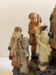Soapstone Eskimo Carving with 9 Figures on Stand