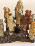 Soapstone Eskimo Carving with 9 Figures on Stand