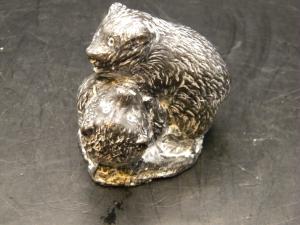 Inuit Soapstone Wolf and Bear Cubs Sculpture