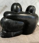 Large Inuit Soapstone Carving of Man and Woman
