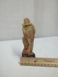 Soapstone Eskimo Fisherman Statue - 6” Tall