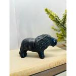 Black Soapstone Lion Figurine - Hand Carved Art