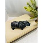 Black Soapstone Lion Figurine - Hand Carved Art