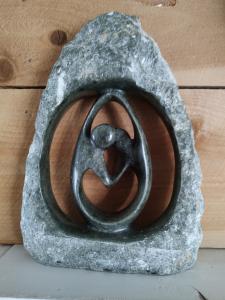 Soapstone Dancers Lovers Embrace Statue 7.5”