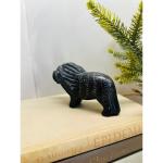 Black Soapstone Lion Figurine - Hand Carved Art