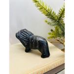 Black Soapstone Lion Figurine - Hand Carved Art
