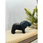 Black Soapstone Lion Figurine - Hand Carved Art