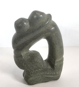 Green Soapstone Abstract Embracing Couple Sculpture