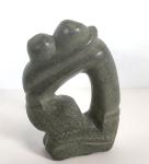 Green Soapstone Abstract Embracing Couple Sculpture