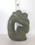 Green Soapstone Abstract Embracing Couple Sculpture