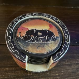 Kenyan Soapstone Wildlife Coaster Set