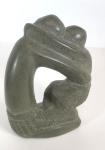 Green Soapstone Abstract Embracing Couple Sculpture
