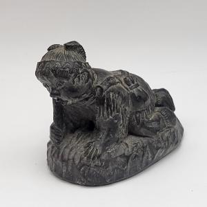 Vintage Soapstone Wolf Sculpture - Canadian Indigenous Art