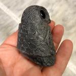 Hand Carved Black Soapstone Owl Sculpture 2.75 in