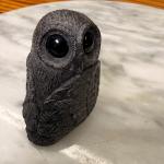 Hand Carved Black Soapstone Owl Sculpture 2.75 in