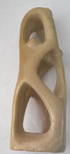 Abstract Soapstone Family Pyramid Sculpture Art