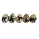 Set of 5 Hand Carved Soapstone Safari Eggs
