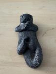 Handmade Gray Black Wolf Soapstone Carving