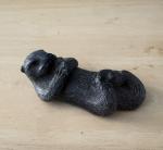 Handmade Gray Black Wolf Soapstone Carving