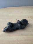 Handmade Gray Black Wolf Soapstone Carving