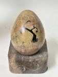 Hand Carved Soapstone Zebra Egg Sculpture