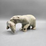 Soapstone Polar Bear with Fish Inuit Sculpture