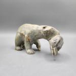 Soapstone Polar Bear with Fish Inuit Sculpture