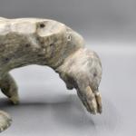 Soapstone Polar Bear with Fish Inuit Sculpture