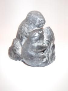 Hand Carved Soapstone Beaver with Baby 3"x3"x2.75