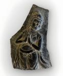 Black Soapstone Apsaras Carving: Spirit of Clouds