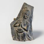 Black Soapstone Apsaras Carving: Spirit of Clouds